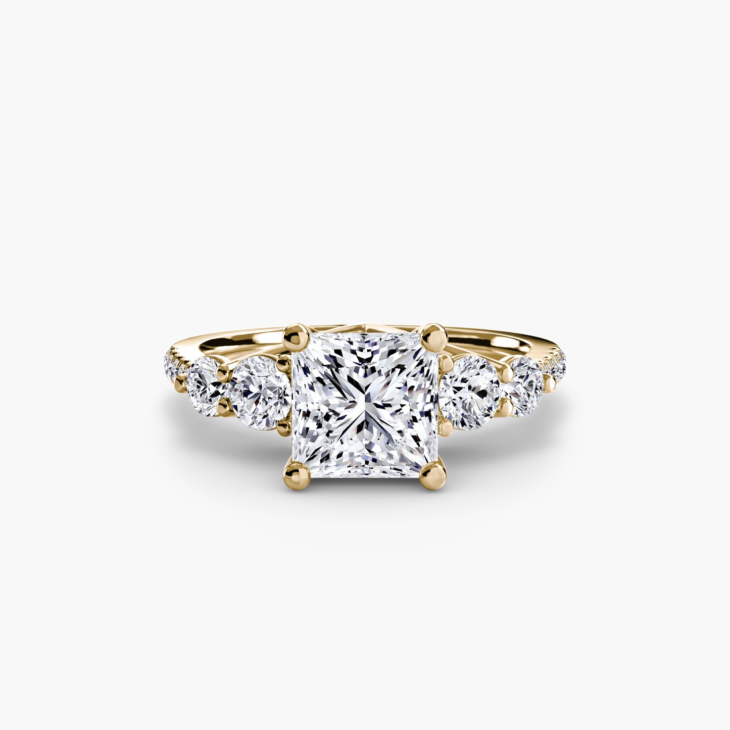 five stone ring with pavé band