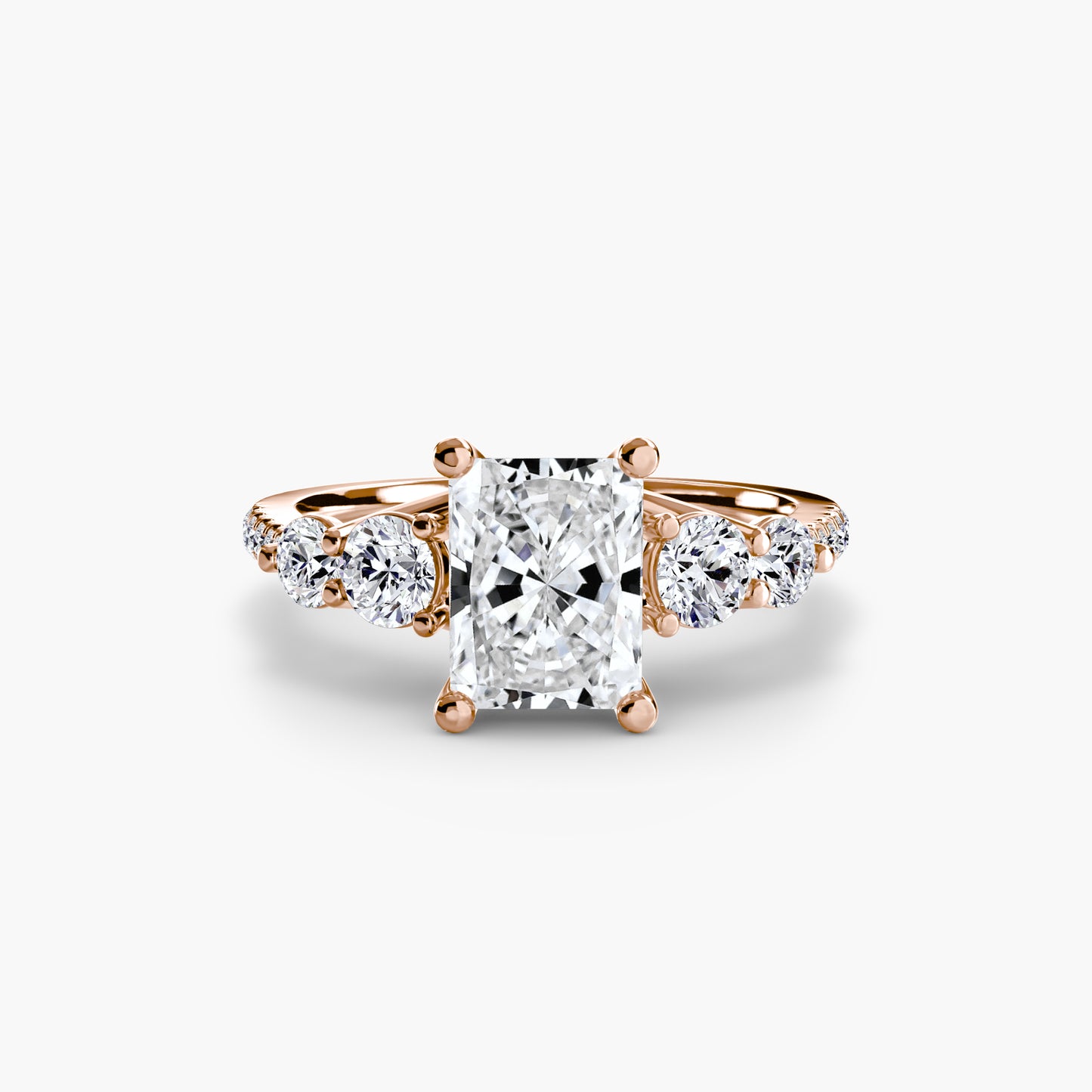 five stone ring with pavé band