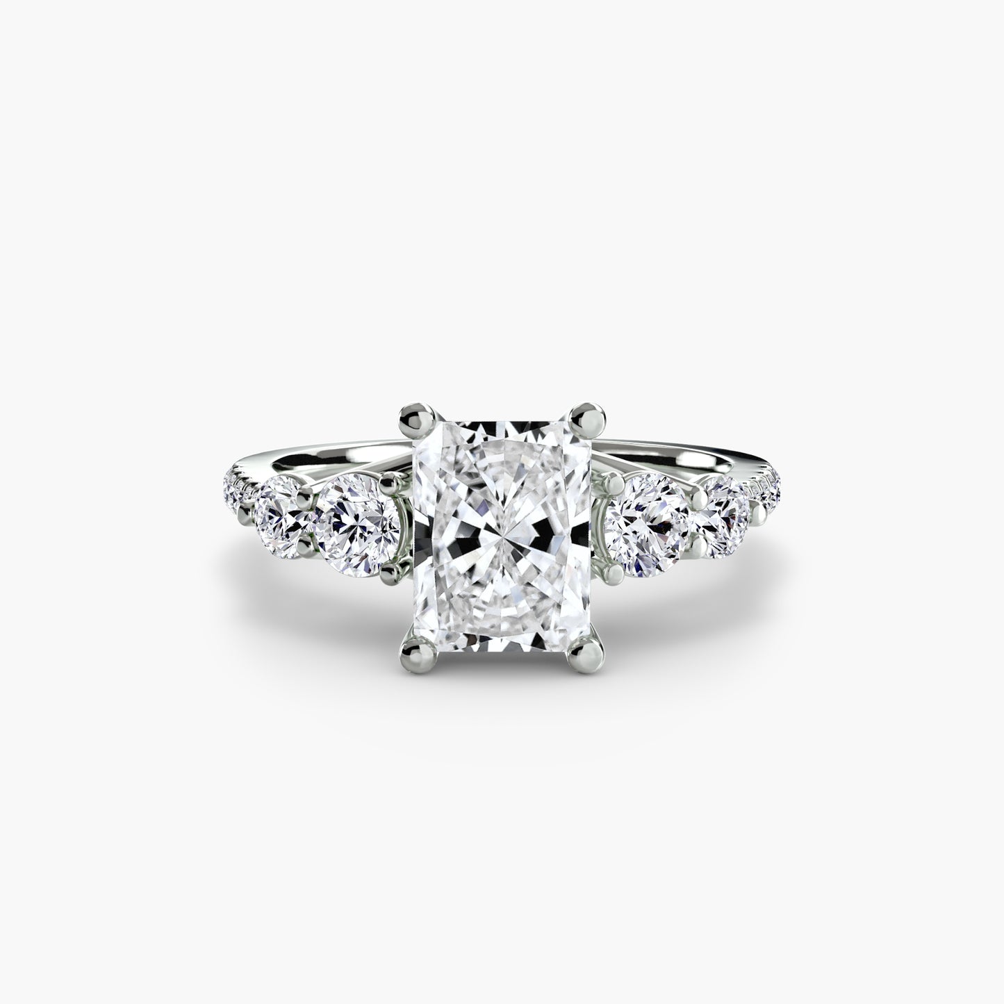 five stone ring with pavé band