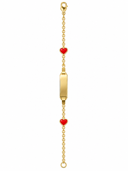 Children's 10K Solid Yellow Gold Heart Charm Bracelet
