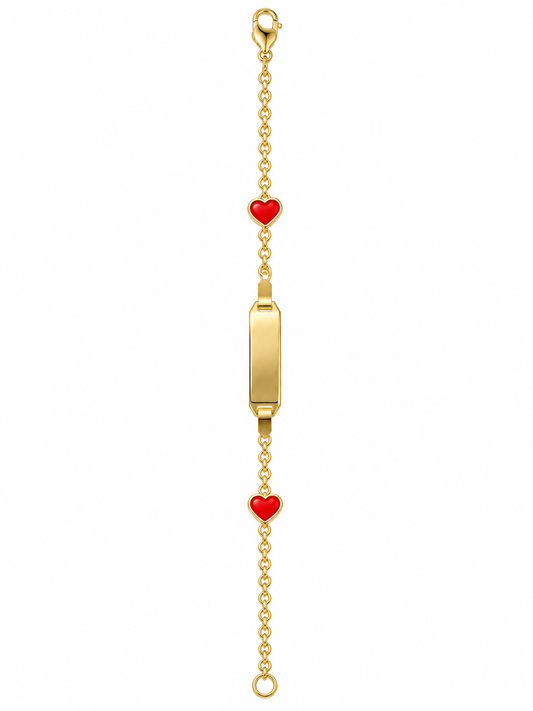 Children's 10K Solid Yellow Gold Heart Charm Bracelet