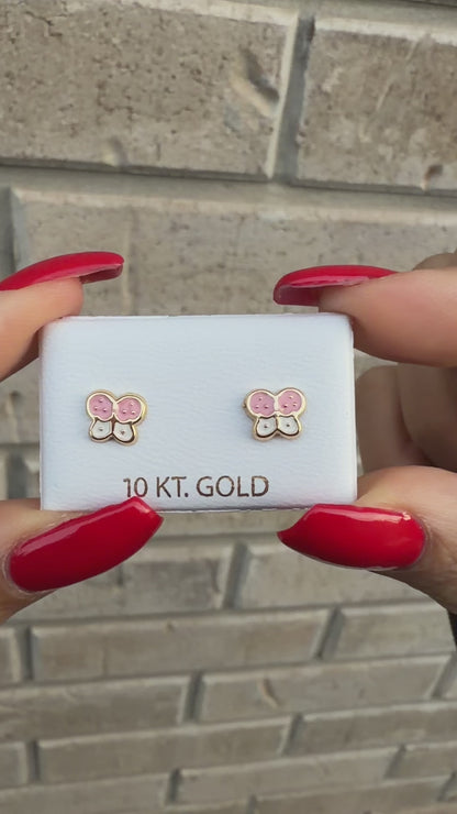 Children’s 10K Solid Yellow Gold Butterfly Stud Earrings
